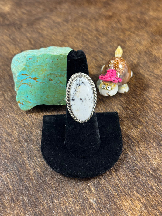 White Buffalo Oval Ring