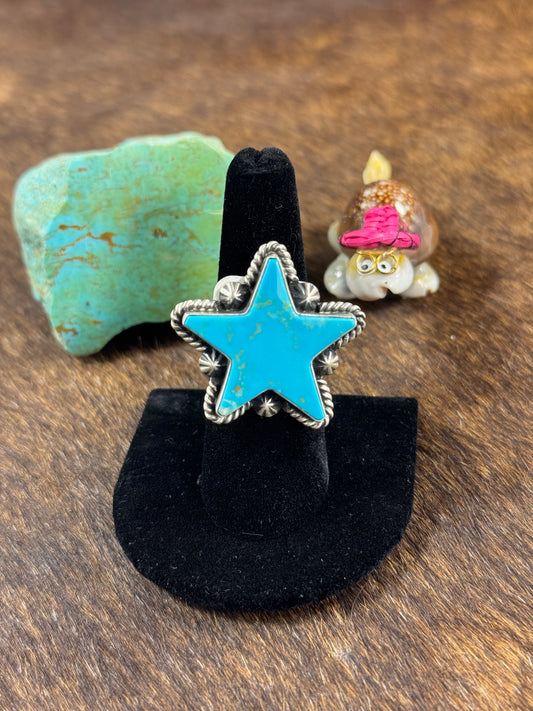 Kingman Turquoise Star Ring