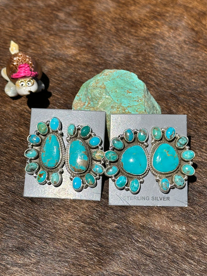 Kingman Turquoise Half Cluster Earring