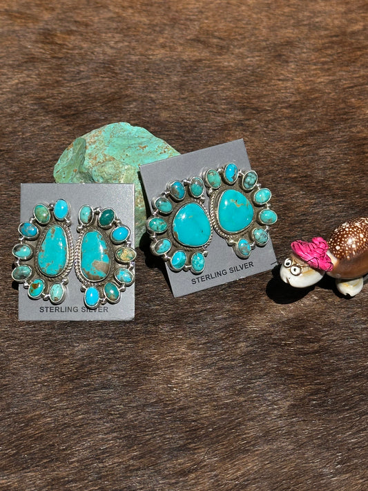 Kingman Turquoise Half Cluster Earring
