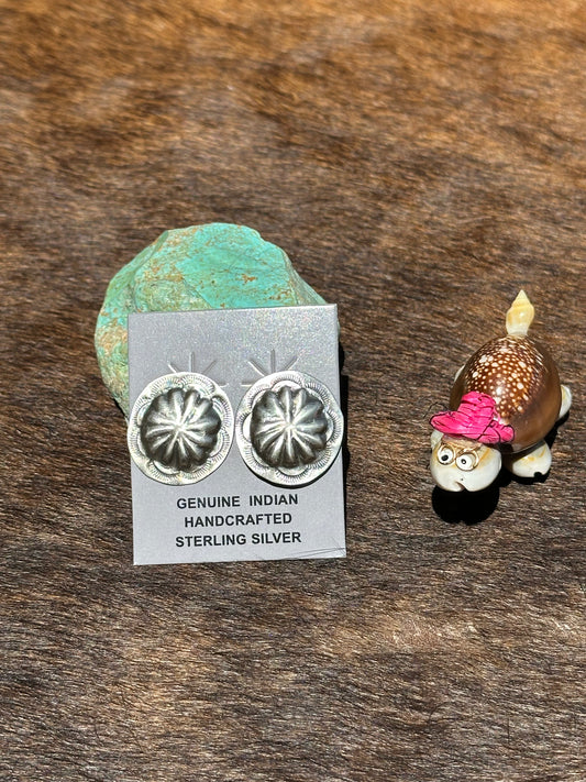 Sterling Silver Flower Stamp Earring