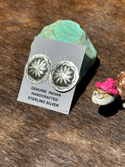 Sterling Silver Flower Stamp Earring