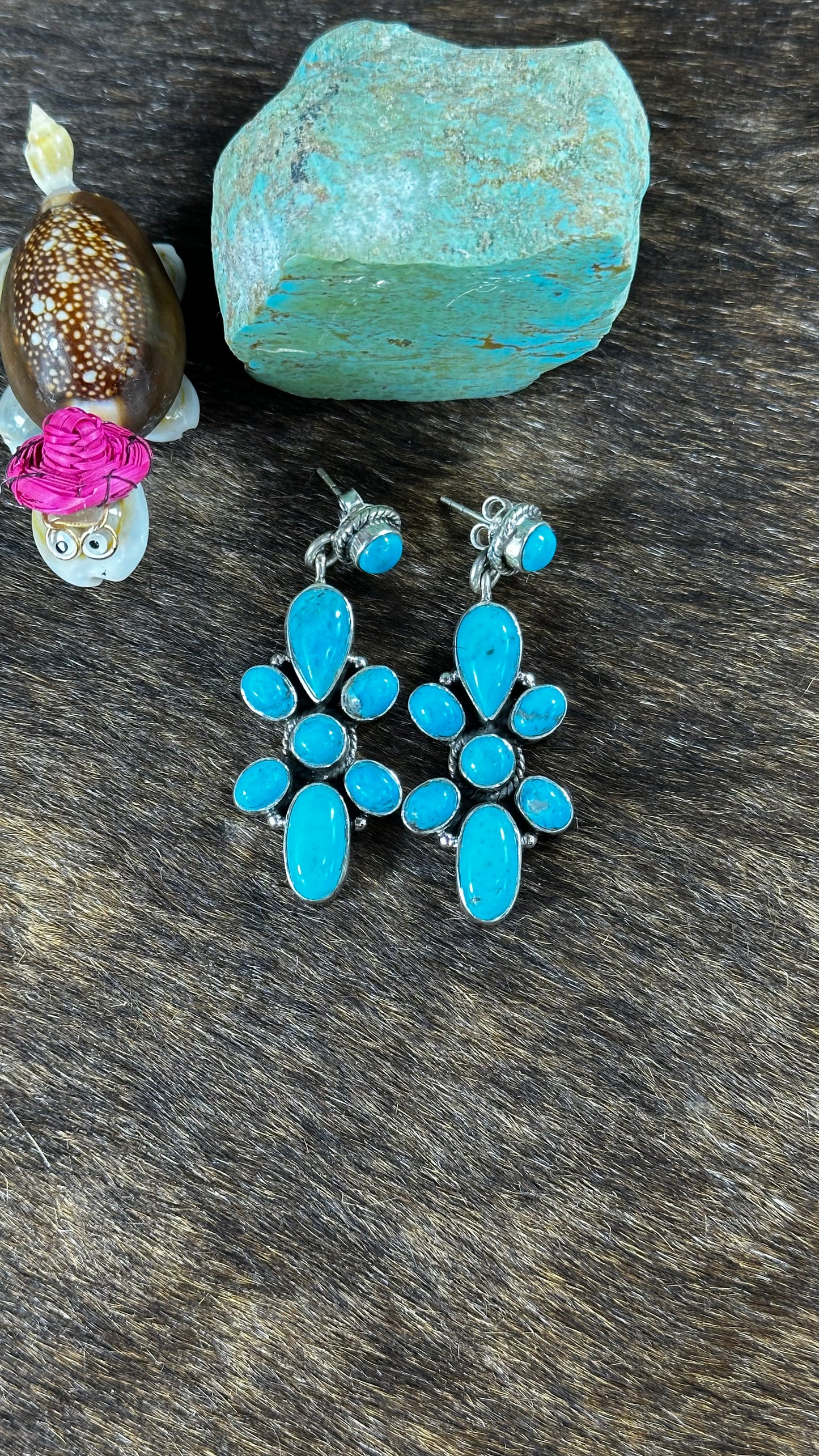 Blue Kingman Turquoise Bow Tie Earrings