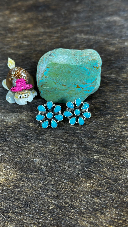 Blue Kingman Turquoise Cluster Earrings