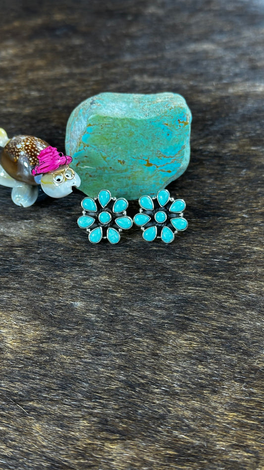 Green Kingman Turquoise Cluster Earrings