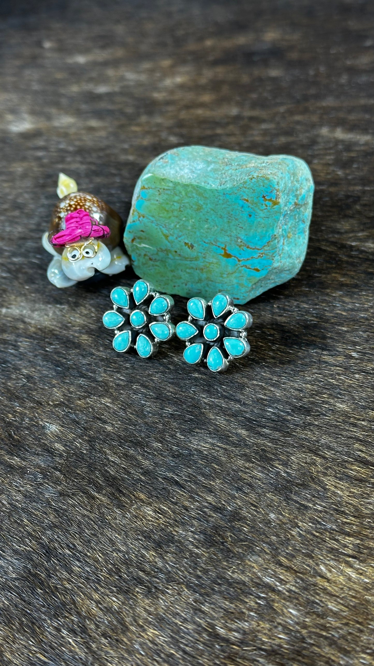 Green Kingman Turquoise Cluster Earrings