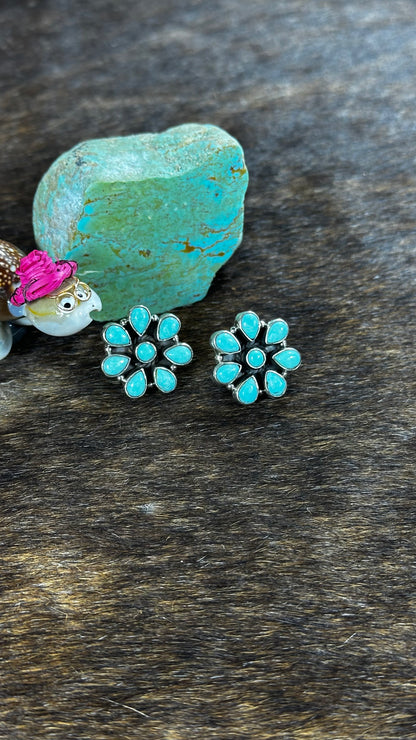 Green Kingman Turquoise Cluster Earrings