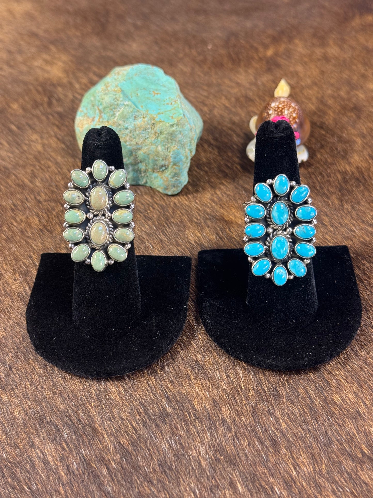 Adjustable Kingman Turquoise Cluster Ring