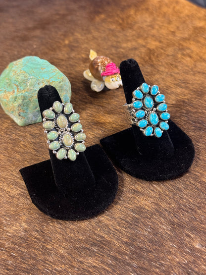 Adjustable Kingman Turquoise Cluster Ring