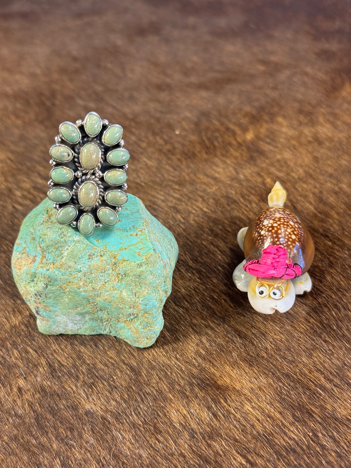 Adjustable Kingman Turquoise Cluster Ring