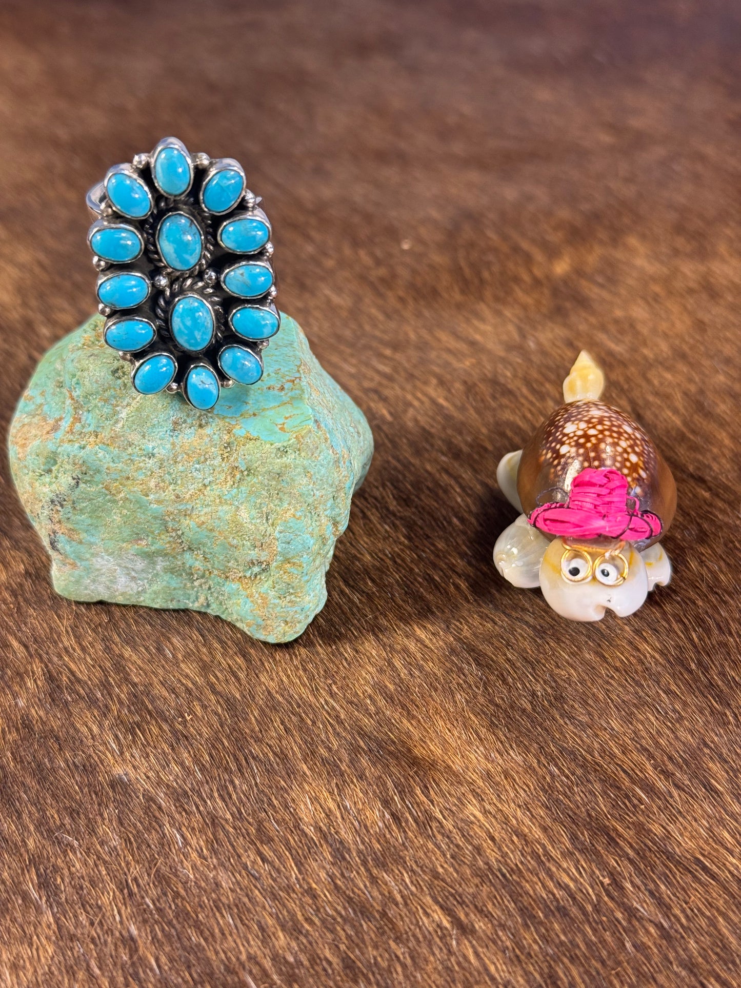 Adjustable Kingman Turquoise Cluster Ring