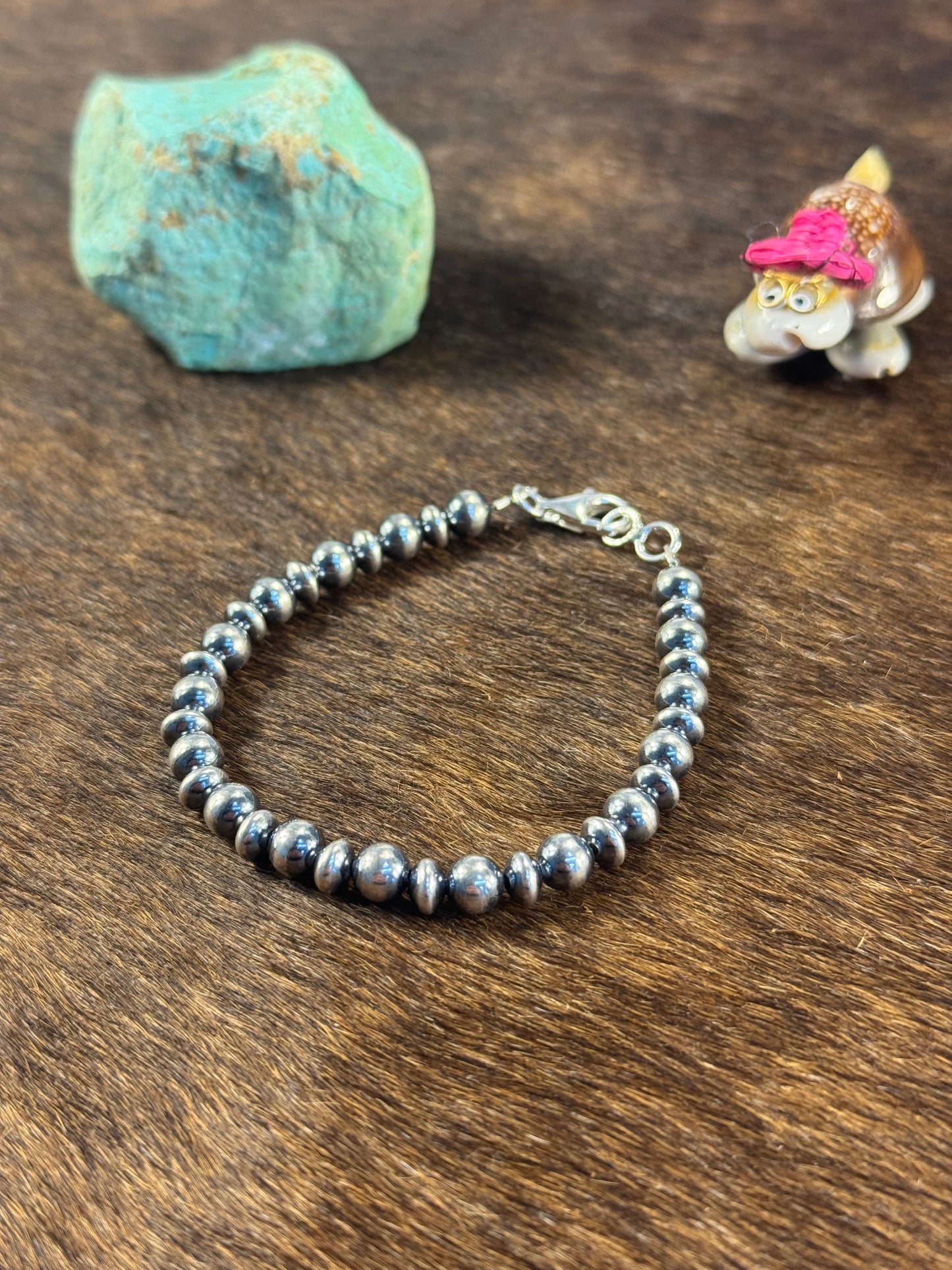 Sterling Silver Rondelle and Round 6mm Pearls