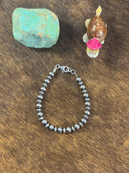 Sterling Silver Rondelle and Round 6mm Pearls