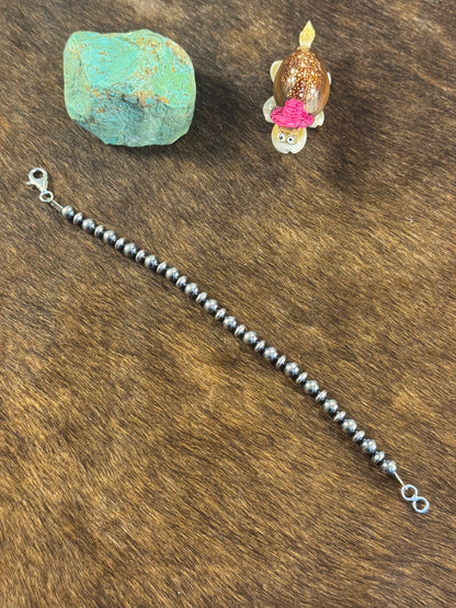 Sterling Silver Rondelle and Round 6mm Pearls