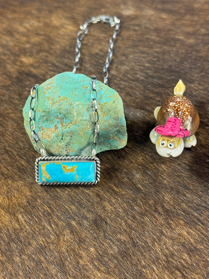 Kingman Turquoise Bar Necklace