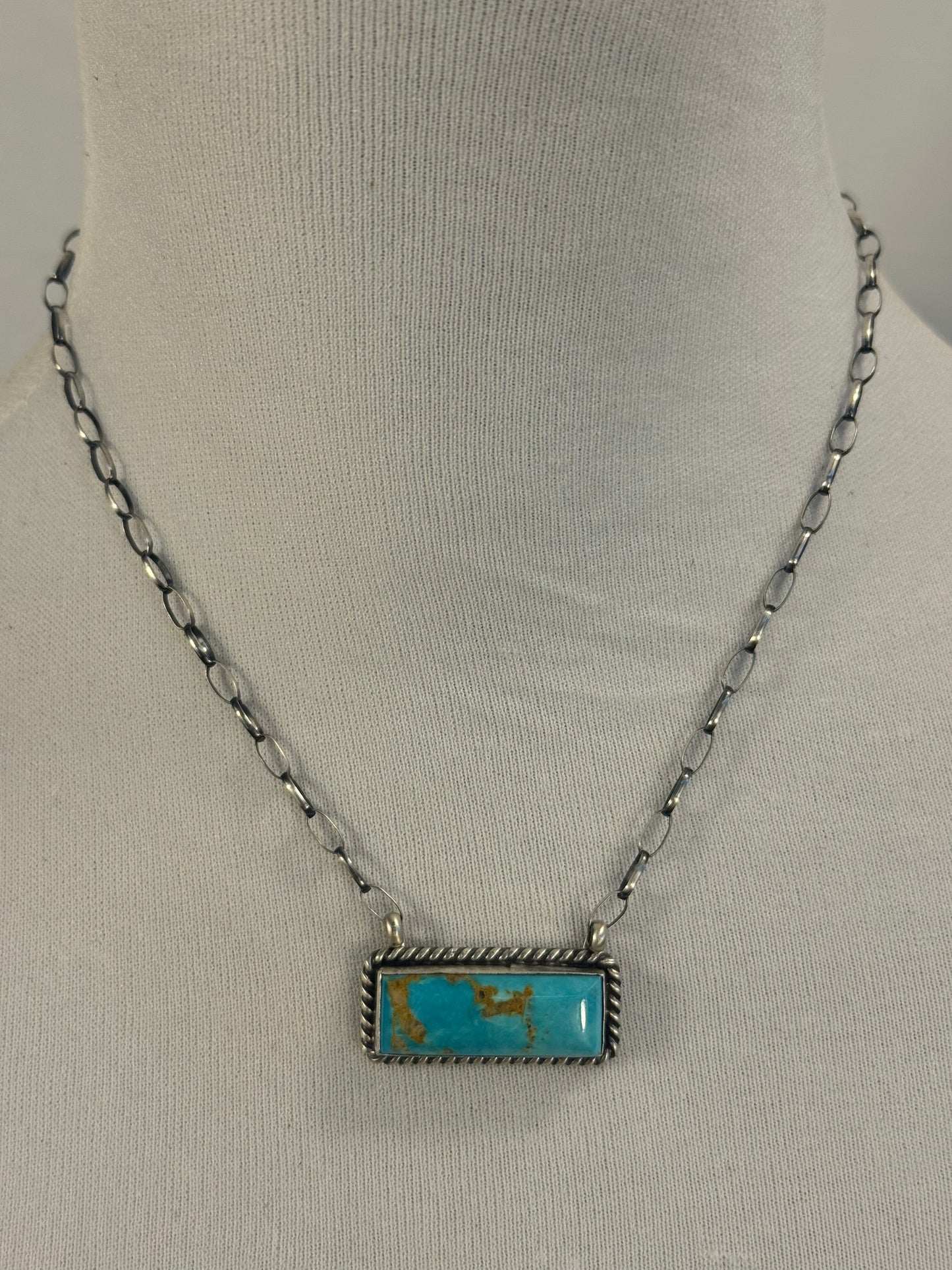Kingman Turquoise Bar Necklace