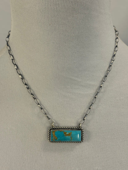 Kingman Turquoise Bar Necklace