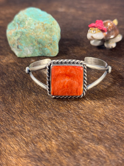 Red Spiny Square Cuff