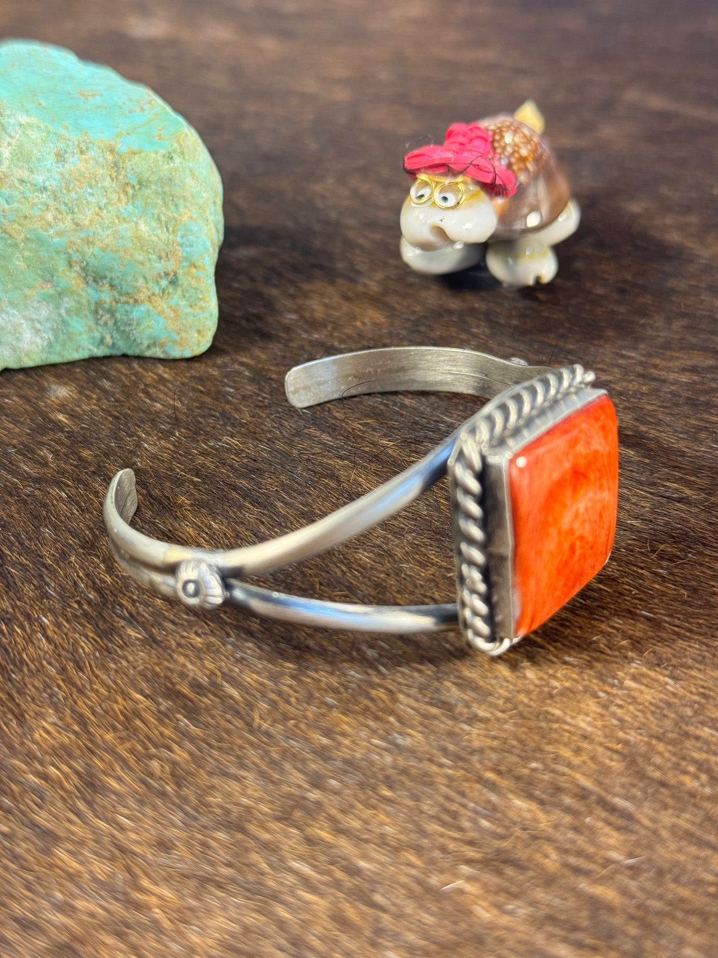 Red Spiny Square Cuff