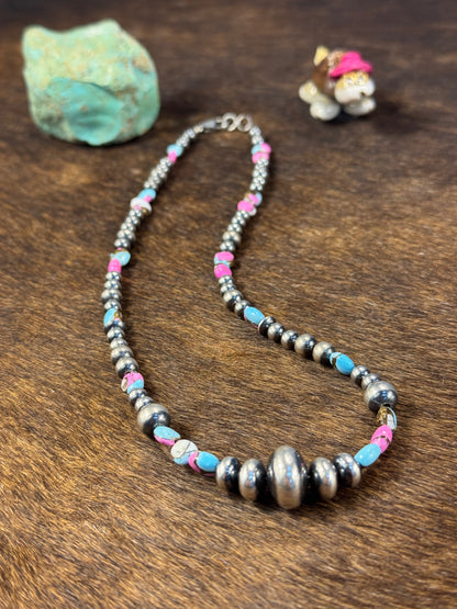 Cotton Candy and Sterling Silver Varied Necklace