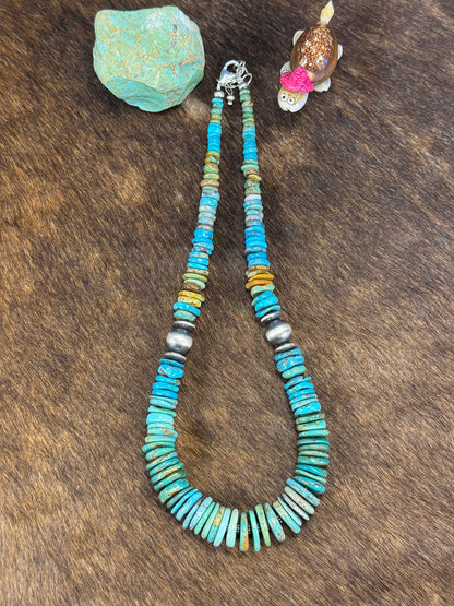Kingman Turquoise Disc Necklace