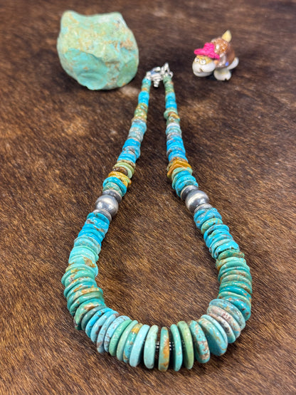 Kingman Turquoise Disc Necklace