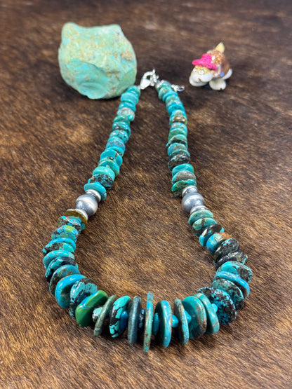 Kingman Turquoise Disc Necklace
