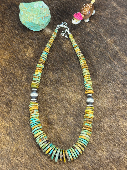 Kingman Turquoise Disc Necklace
