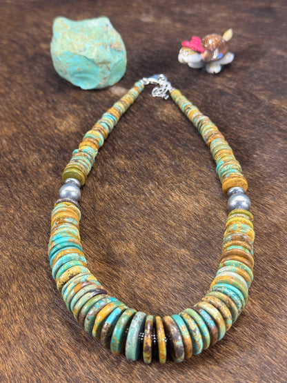 Kingman Turquoise Disc Necklace