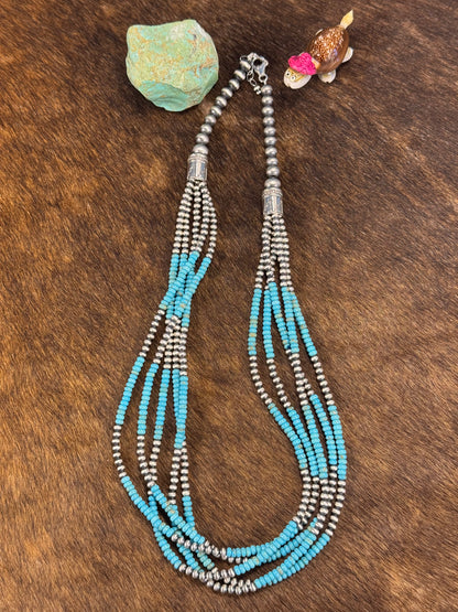 Kingman Turquoise 5 Strand Necklace