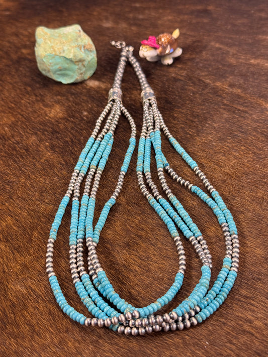 Kingman Turquoise 5 Strand Necklace