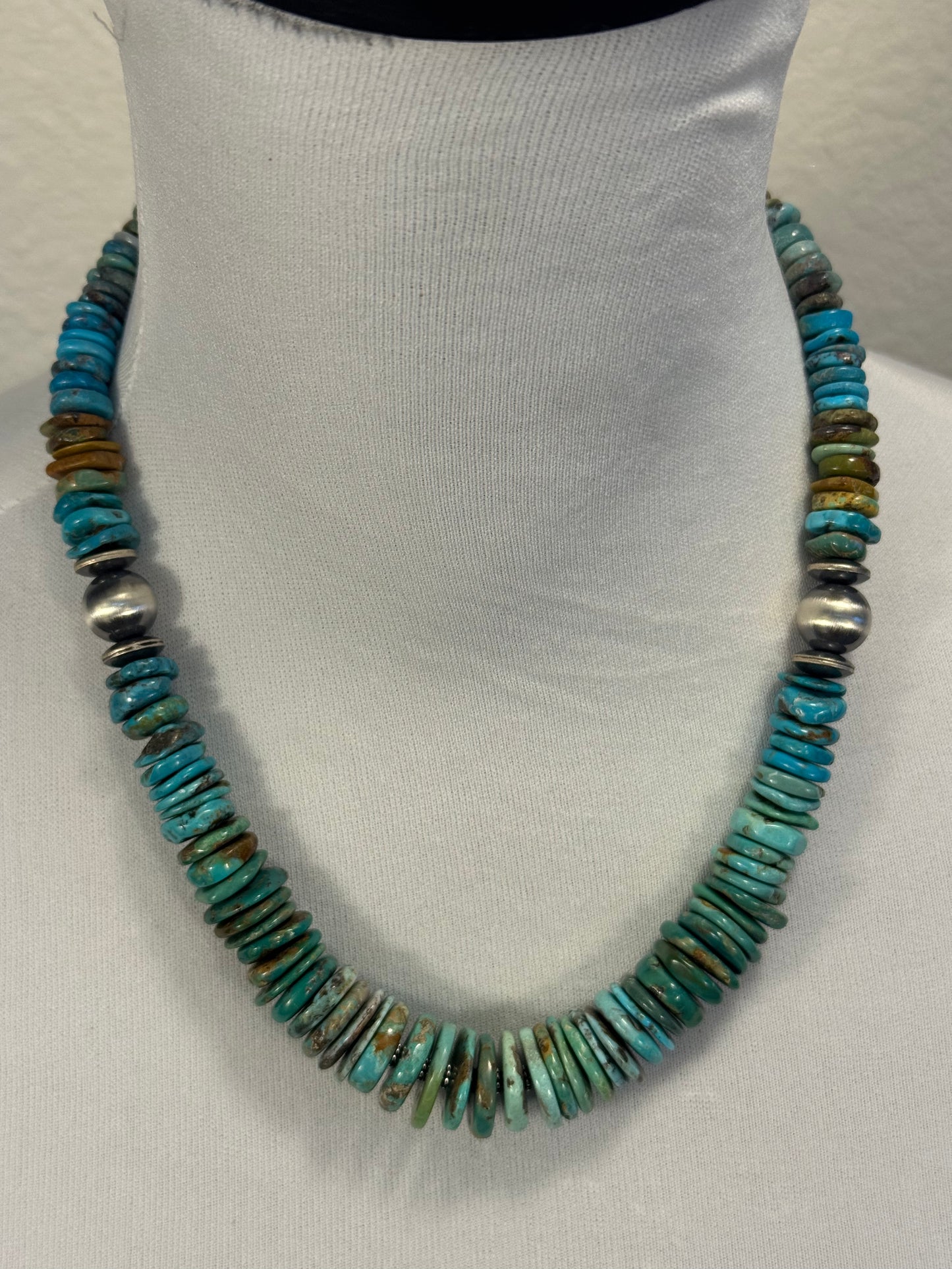 Kingman Turquoise Disc Necklace
