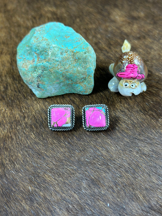 Cotton Candy Square Earring