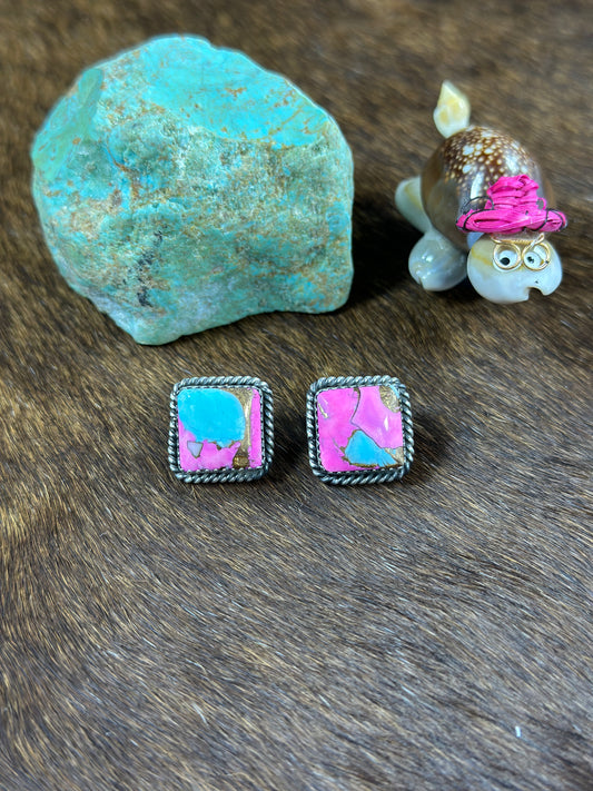 Cotton Candy Square Earring