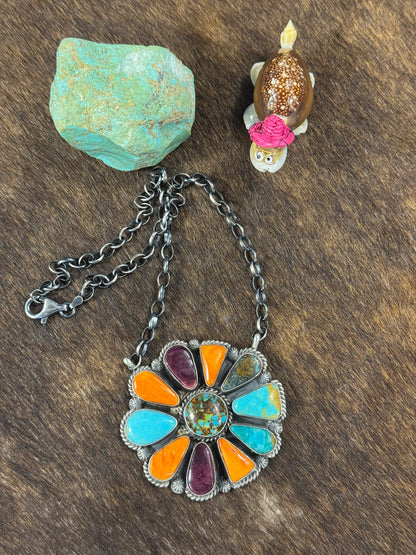 Multi Color Cluster Necklace