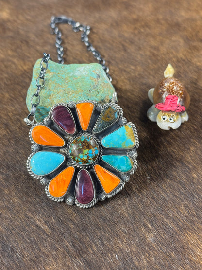 Multi Color Cluster Necklace