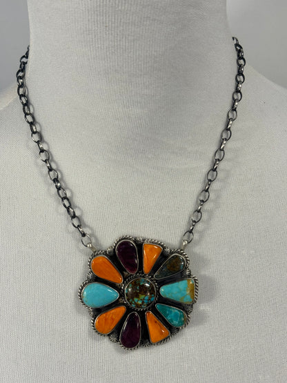Multi Color Cluster Necklace