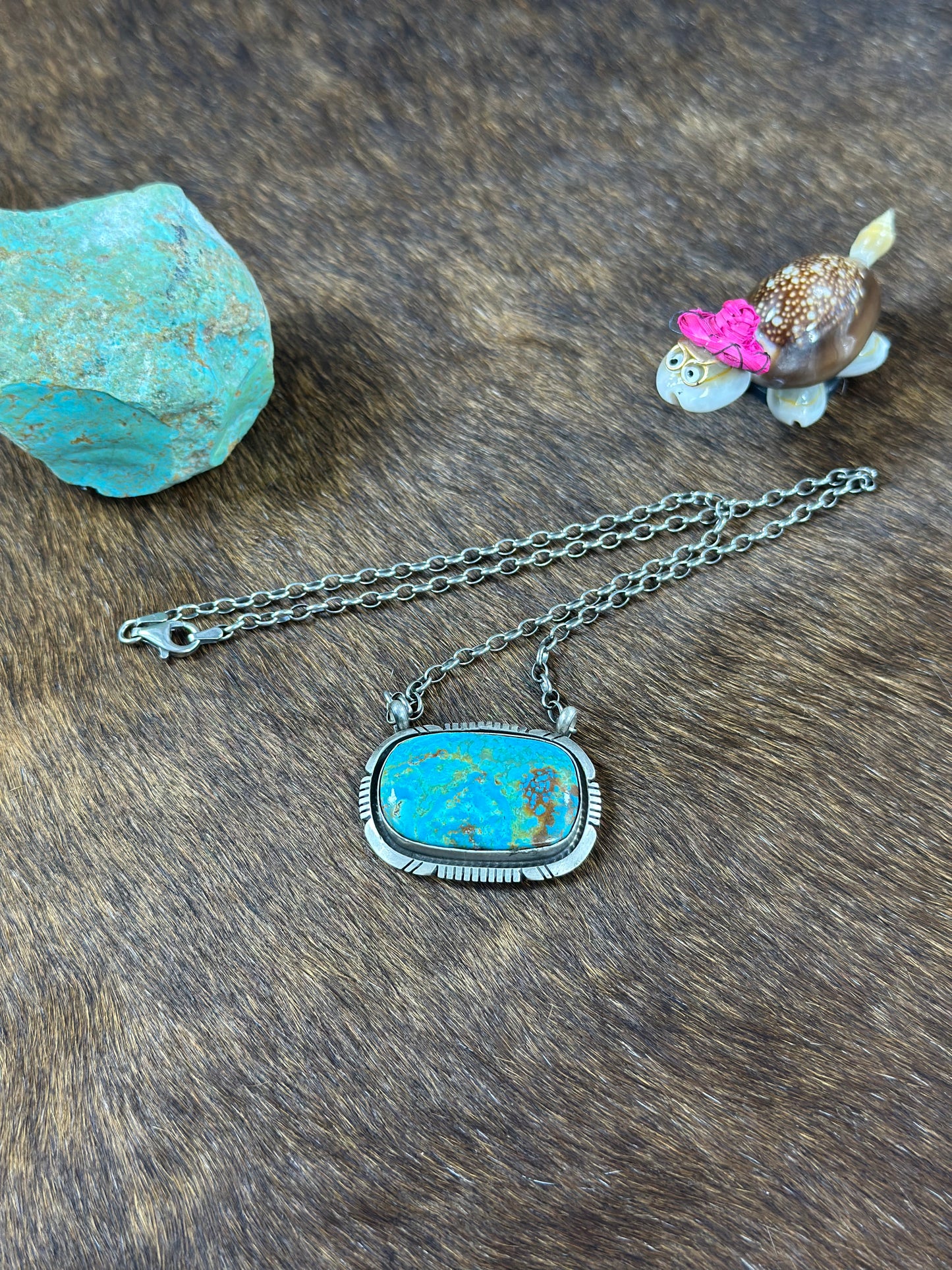 Kingman Rectangle Fixed Pendant Necklace