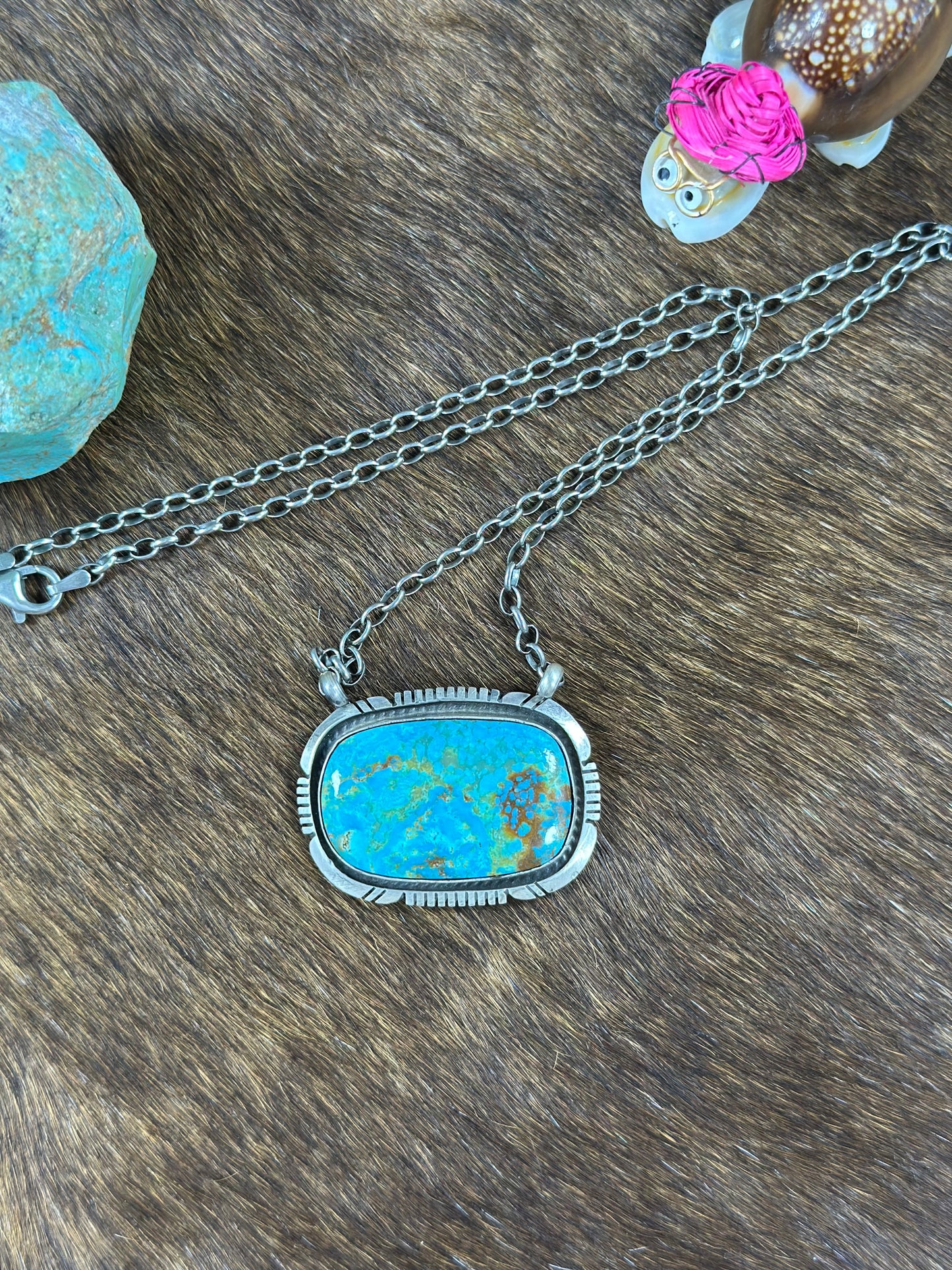 Kingman Rectangle Fixed Pendant Necklace