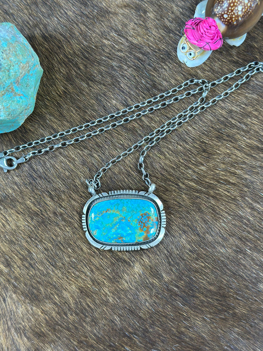 Kingman Rectangle Fixed Pendant Necklace