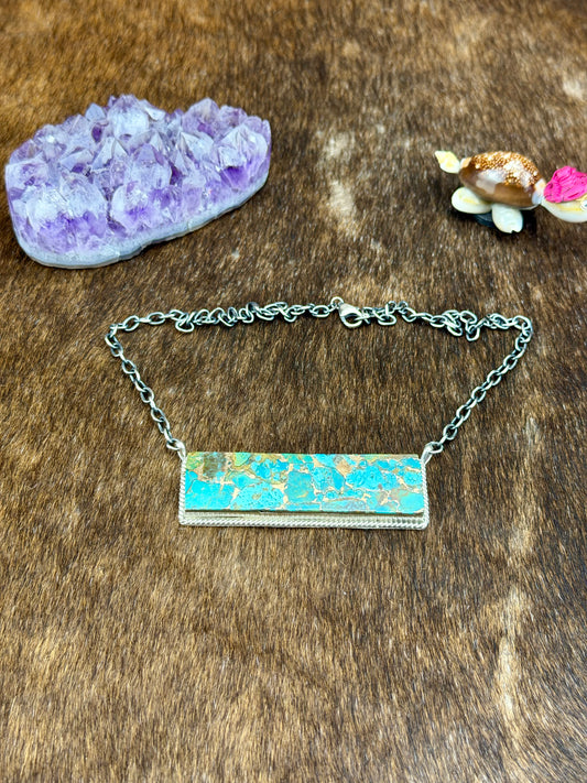 Kingman Bronze Large Bar Sterling Silver Necklace