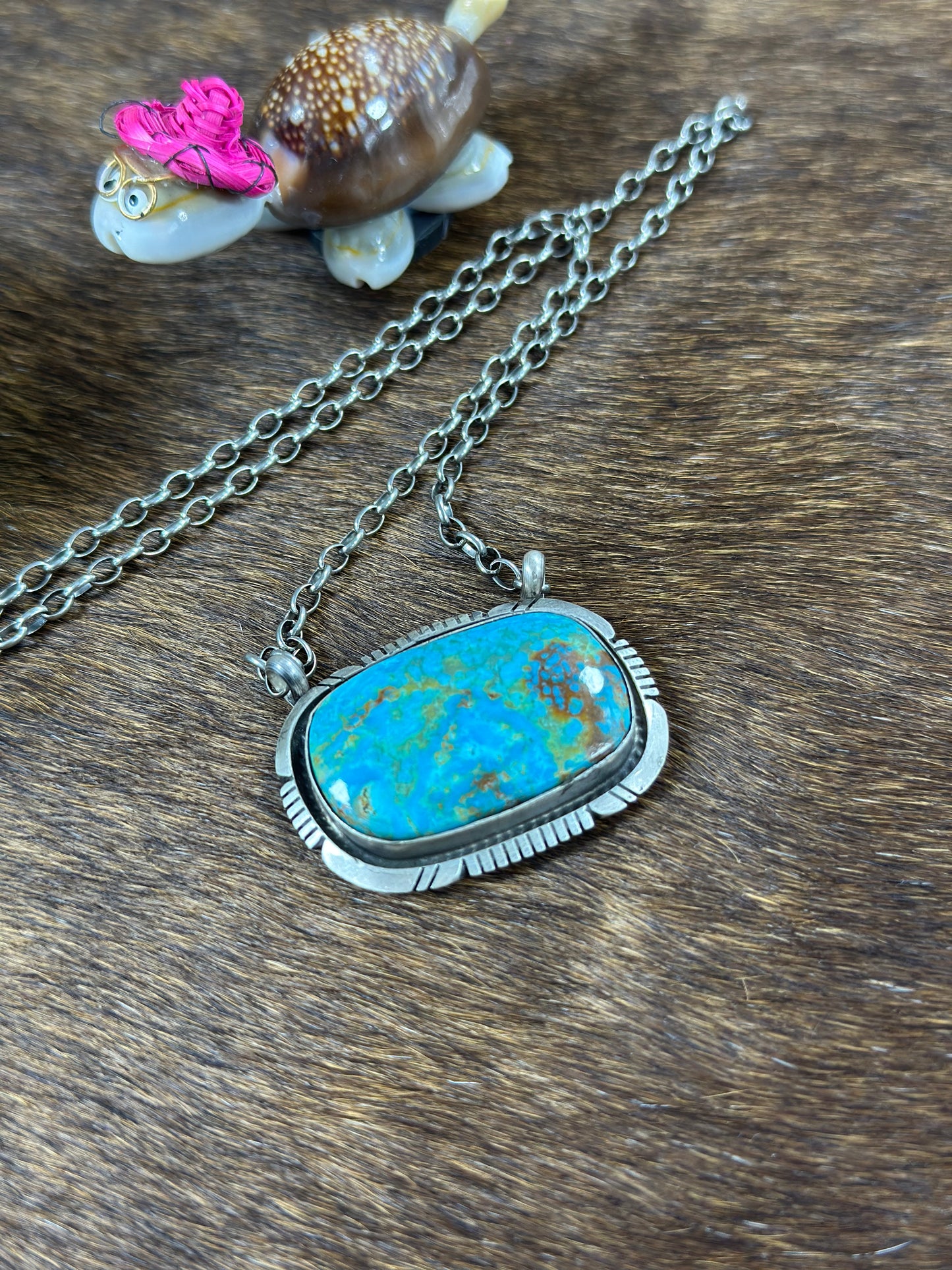 Kingman Rectangle Fixed Pendant Necklace