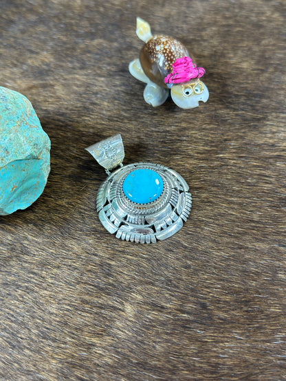 Kingman Bump Up Stamped Circle Pendant