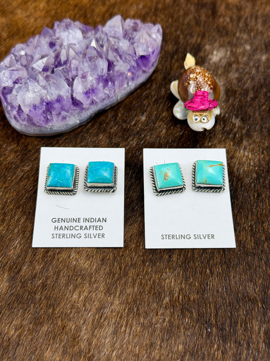 Kingman Turquoise Square Earrings
