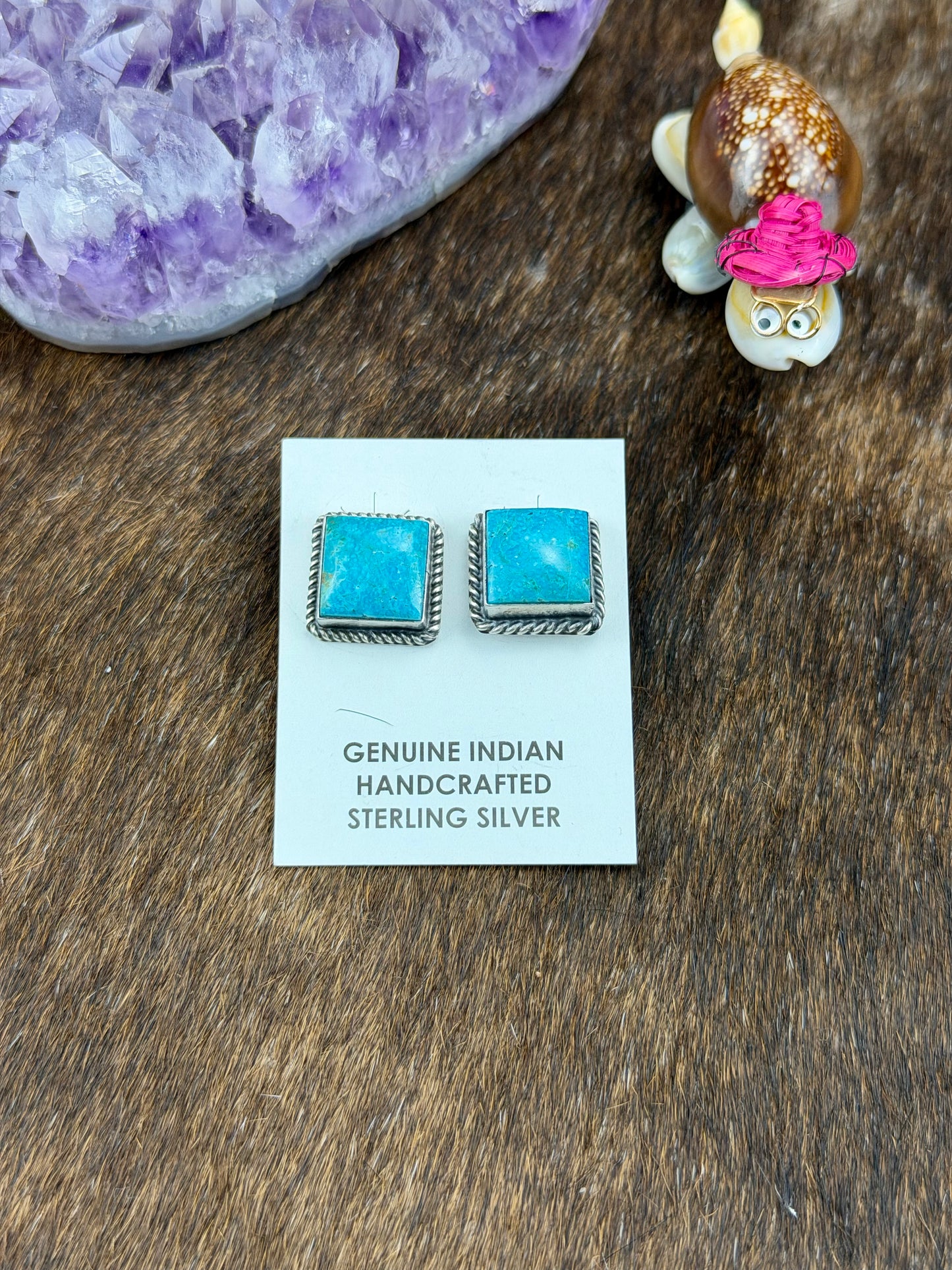 Kingman Turquoise Square Earrings