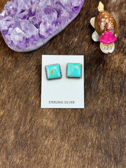 Kingman Turquoise Square Earrings