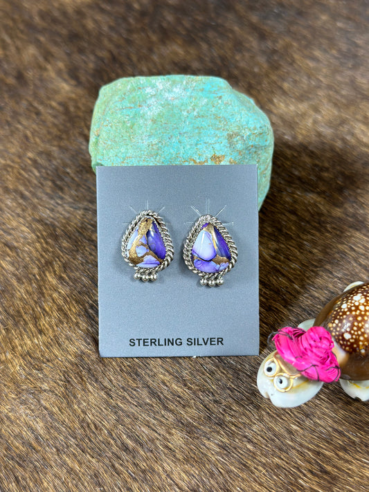 Lavender Dahlia Teardrop Earring