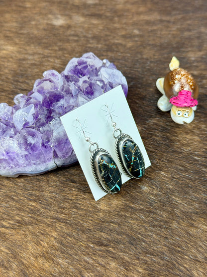 Black Jack Oval Dangle Earring