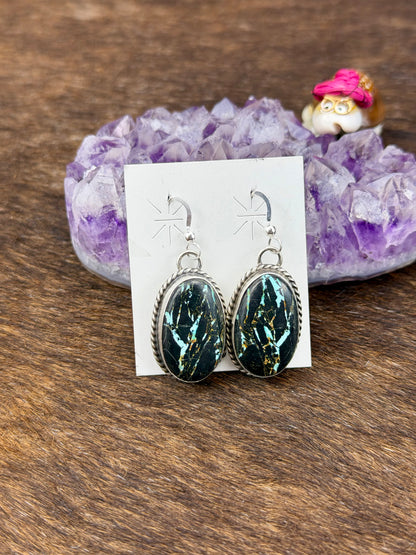 Black Jack Oval Dangle Earring