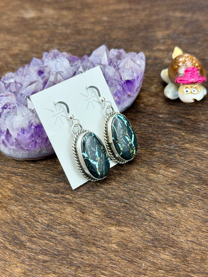 Black Jack Oval Dangle Earring